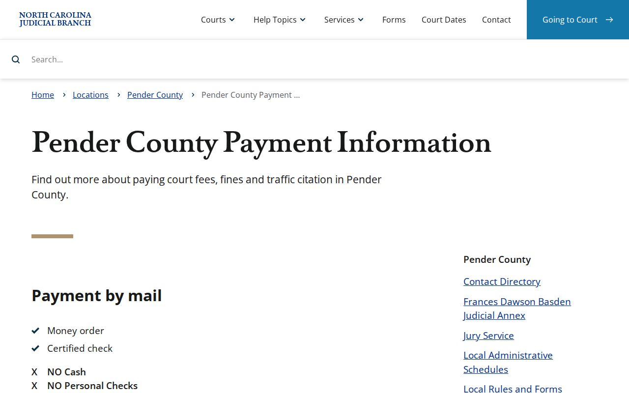 Atkinson court docket payment information through Pender County