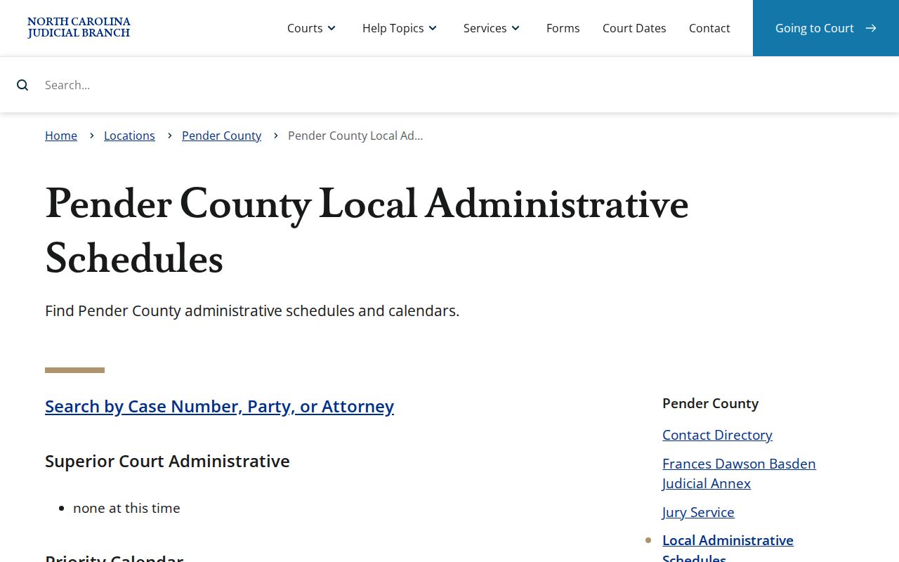 Atkinson court docket schedule access through Pender County court calendars