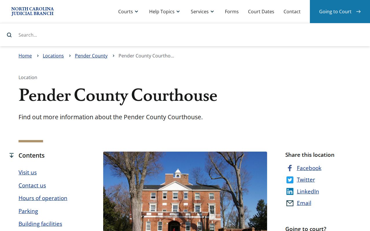 Burgaw court docket access at the Pender County Courthouse