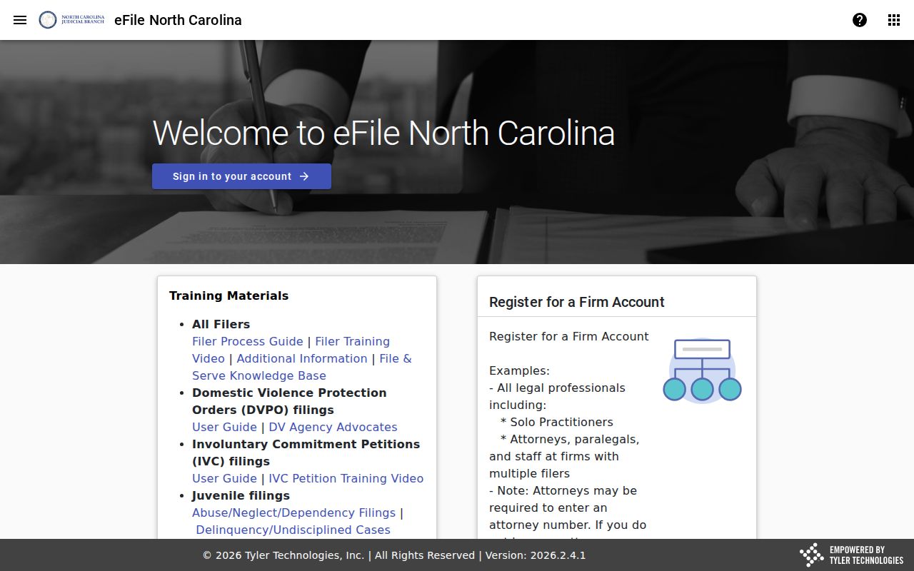 Pender County case search File and Serve e-filing service