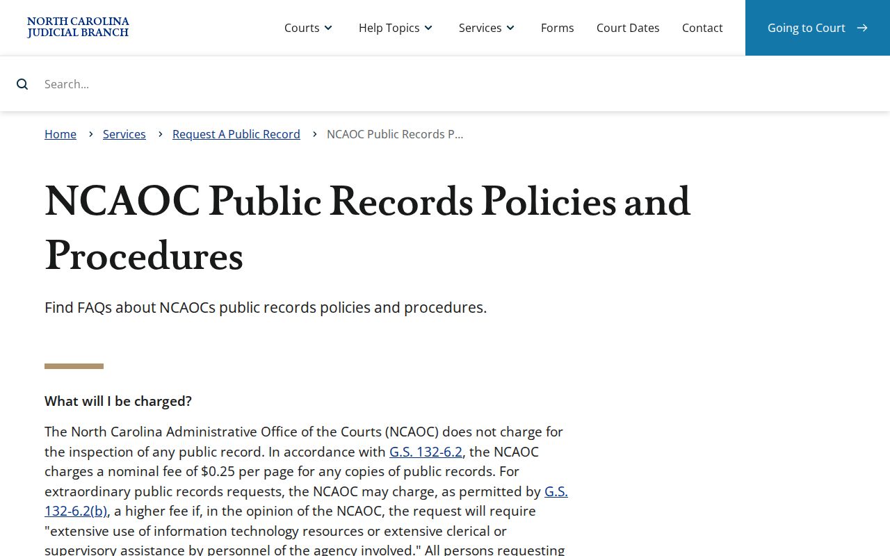 Pender County court records NCAOC custody and certification policy