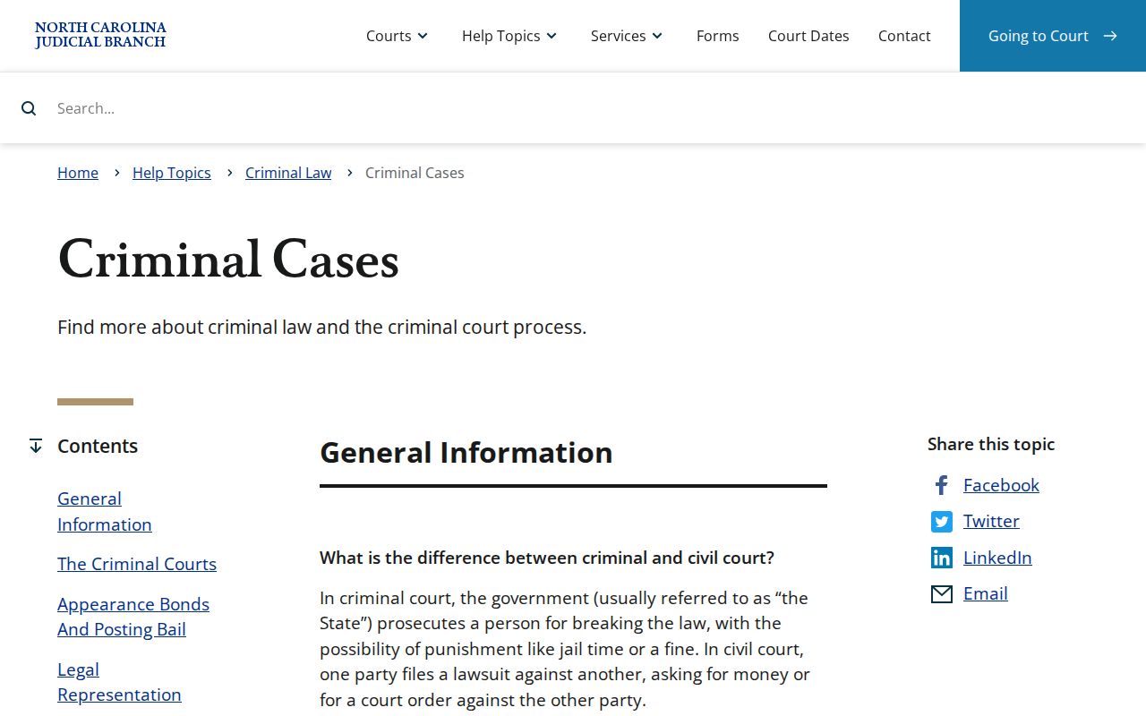 Pender County criminal docket court process reference