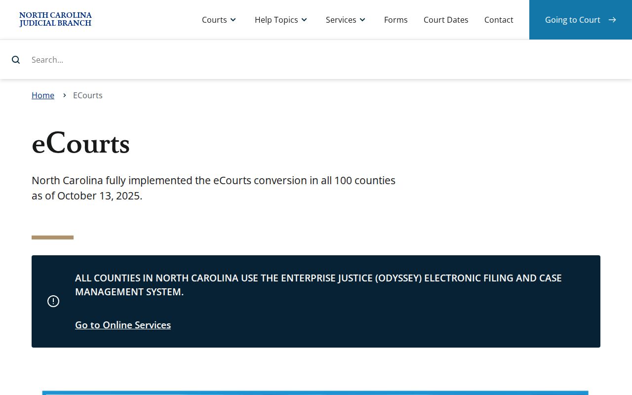 Pender County court docket eCourts service overview